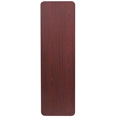 EMMA + OLIVER 5-Foot Mahogany Melamine Laminate Folding Training/Seminar Table - Event Table