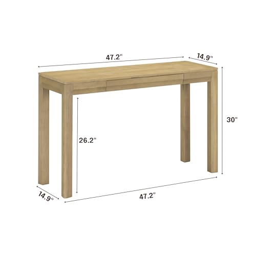 Flow 47-Inch Console Table, Modern Solid Wood Entryway Table with Hidden Drawer, Waterproof & Heat Resistant, Narrow Table for Hallway, Living Room & Foyer, Sand - color: Sand, size: 47 Inch, style: Console