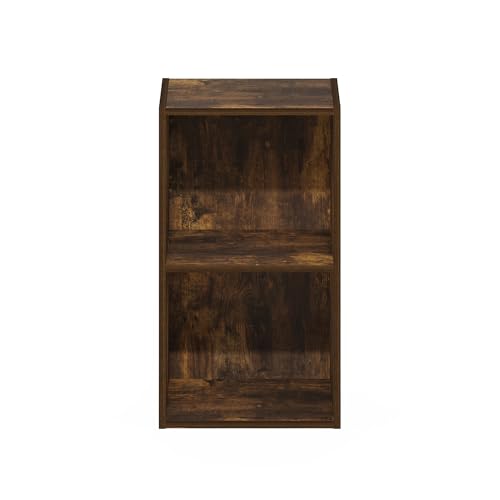 Furinno PASIR Book Shelf, 2-Tier Modern Bookshelf, Open Shelves Bookcase 9 x 12 x 21, Easy Assembly, for Living Room, Bedroom, Home Office, Amber Pine - color: Amber Pine, size: 2-Cube