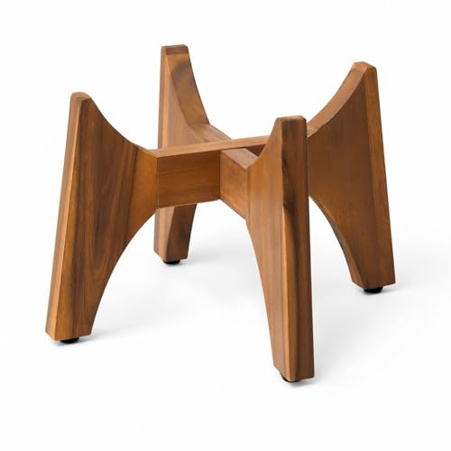 KUTE NEST 8.8" H x 14" W Acacia Solid Wood Plant Stand - Walnut | Low - Small, Outdoor & Indoor Use, Mid Century Plant Holder, Ideal for Corso & Arco Planter, Walnut Finish for Modern Home - color: Walnut, size: Low - Small - 8.8"H x 14"W