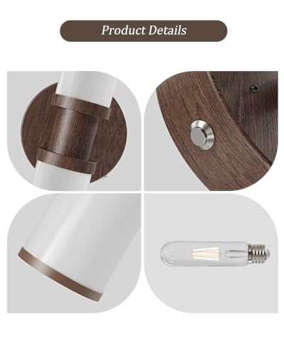 Rayogale Walnut Wireless Battery Operated Wall Sconces with Remote Control | White Glass Rechargeable Wall Lights Set of 2 with Timer Function Dimmable for Living Room Bedroom Emergency 3000K, 20.5 Inch - color: Walnut(White Lampshades)
