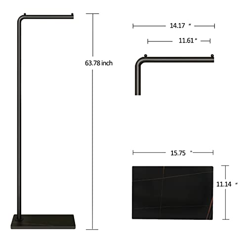 Metal Coat Rack, Modern Clothing Tree with Heavy-weight Slate Base, Small Coat Stand for Entryway/Bedroom/Hallway, Standing Plant Hanger, Matte Black - style: 7-shaped with no hooks