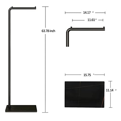 Metal Coat Rack, Modern Clothing Tree with Heavy-weight Slate Base, Small Coat Stand for Entryway/Bedroom/Hallway, Standing Plant Hanger, Matte Black - style: 7-shaped with no hooks