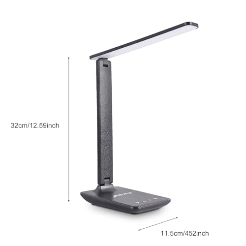 Eye Caring Table Lamp, 180 Adjustable Rotating Foldable Desk Lamp with USB C Charging Port, 5 Color Temperatures 5 Dimming Levels (Black) - color: Black