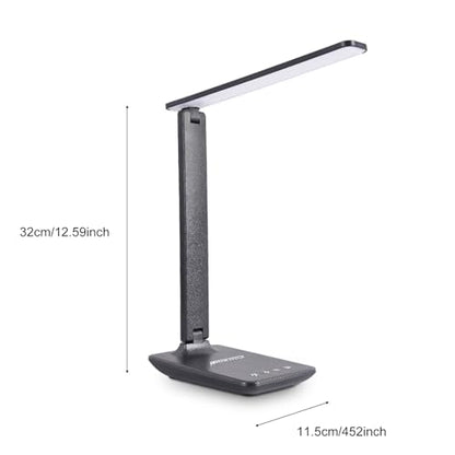 Eye Caring Table Lamp, 180 Adjustable Rotating Foldable Desk Lamp with USB C Charging Port, 5 Color Temperatures 5 Dimming Levels (Black) - color: Black