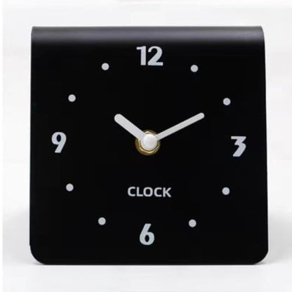 Minimalist Analog Desk Clock, Silent Non-Ticking Acrylic Table Clock Battery Operated Compact Desktop Ornament for Bedside Office Home Decor(Black)