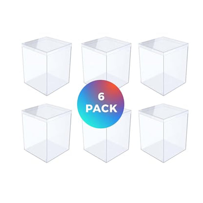 6-Pk Clear Acrylic Display Boxes with Lids, 3.44in square x4.5in, BPA-Free | Clear 3.44"sq x 4.5" boxes for rocks, seashells, gems & keepsakes; party favors too. BPA-free, made in USA. - size: 3.43" x 3.43" x 4.5"