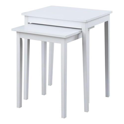 Pemberly Row Traditional Wood Nesting End Tables, 26.25" H x 22" W x 15.75" D, MDF/Particle Board/Birch Veneer, White Finish, Set of 2, Space-Saving Versatile Side Tables for Living Room or Bedroom