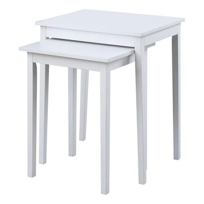 Pemberly Row Traditional Wood Nesting End Tables, 26.25" H x 22" W x 15.75" D, MDF/Particle Board/Birch Veneer, White Finish, Set of 2, Space-Saving Versatile Side Tables for Living Room or Bedroom