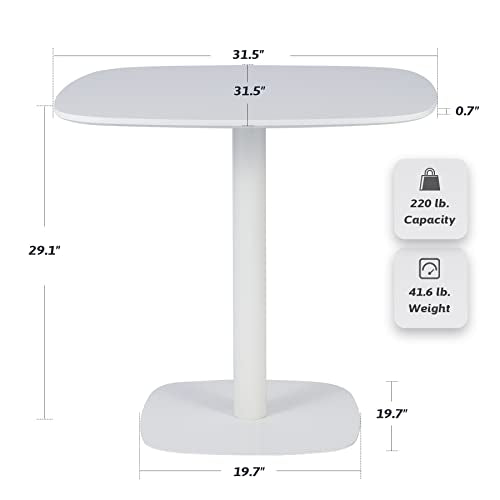 VONLUCE Modern Square Dining Table for 2 and 4 Person, 32 Inch Small Pedestal Kitche Dinner Table, Mid Century Style with 220lb Capacity, White - color: 32" White Squre