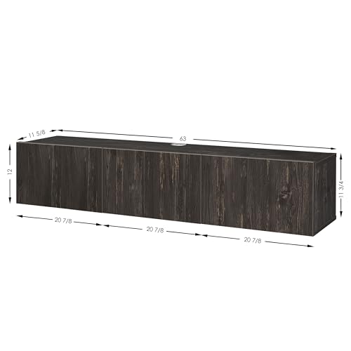 Atelier Mobili Black Floating TV Stand, TV Stand 65 Inch, Floating Entertainment Center for 80 inch TV, Black TV Cabinet, Floating TV Shelf Under TV, Media Console - color: Black