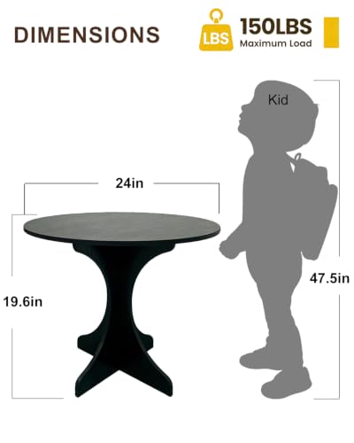 24in Black Round Side Table, Modern Accent End Table with Curved 4-Sided Tripod Base, Minimalist Large Round Side Table Easy Assembly Coffee Table for Living Room Bedroom Balcony - color: 24in-black