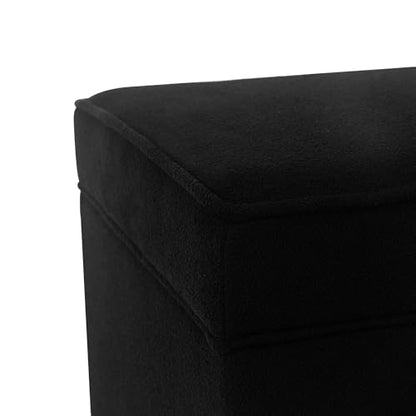 Lienen Ottoman with Storage, 17" Fabric Foot Stools Ottoman for Living Room, Upholstered Square Storage Ottomans Foot Rest, Bedroom Footstools and Ottomans with Hinged Lid, Black - color: Black
