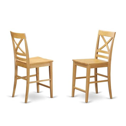 East West Furniture JAQU5-OAK-W 5 Piece Counter Height Dining Table Set Includes a Round Wooden Table with Pedestal and 4 Kitchen Dining Chairs, 36x36 Inch, Oak - color: Jaqu5-oak-w