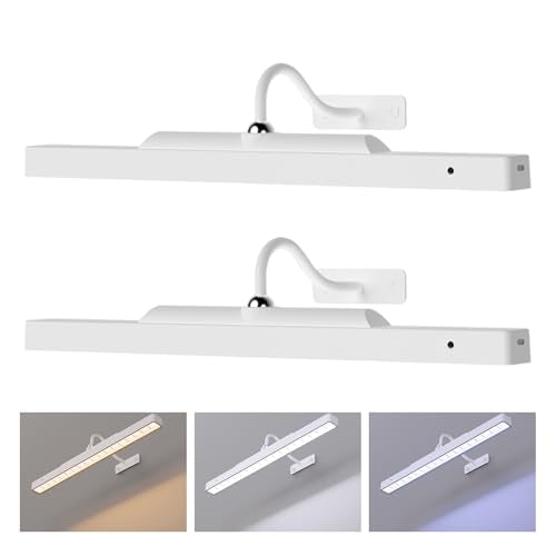 16in White Wireless Picture Frame Lights, 2 Pack 5000mAh Battery Operated Art Lights for Paintings, Dimmable, 13H Runtime, 3 Color Temps Gallery Light for Display, Wall, Artwork - color: White, size: 16 Inch