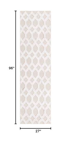 Rugs.com - Sabrina Soto Casa Rug – 8 Ft Runner Beige Cotton Textured Runner Modern Geometric Design for Hallways, Entryways, and Bedrooms - color: Beige, size: 2'3" x 8' (Runner)