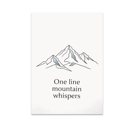 Minimalist Wall Art Poster Print - One Line Mountain Whispers - 13x19 - Tranquil Decor for Modern Spaces