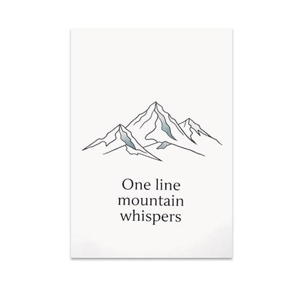 Minimalist Wall Art Poster Print - One Line Mountain Whispers - 13x19 - Tranquil Decor for Modern Spaces
