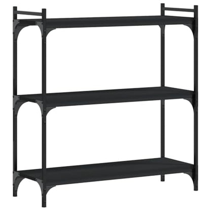 Modern Black Bookshelf 3-Tier Adjustable Shelves Metal Frame 11.8 x 31.5 x 33.9 in Engineered Wood Bookcase for Living Room Bedroom Office Small Spaces - color: Black-d, size: Medium