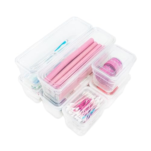 AB Designs 8-Pack Storage Bins with Lids, 4 Long and 4 Small, Clear - size: 4 Long & 4 Small