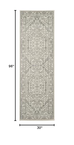 SAFAVIEH Adirondack Collection Runner Rug - 2'6" x 8', Ivory & Silver, Oriental Medallion Design, Non-Shedding & Easy to Clean, Ideal for Ideal for Hallway, Foyer, Kitchen, Entryway, Bedroom (ADR108B) - color: Ivory/Silver, size: 2'6" x 8' (Runner)