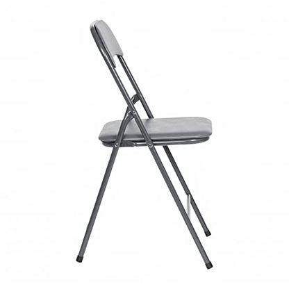 EMMA + OLIVER Gray Square Folding Card Table and Chairs Set for 4 Players | Lightweight, Easy Storage, Padded Top - color: Grey