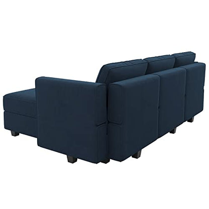 Belffin Convertible Sectional Sofa with Chaise Velvet L Shaped Sofa Couch Modular Sectional Sofa with Storage Blue - color: Blue, size: L Shape Sofa
