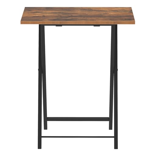 HOOBRO Folding TV Tray Tables, Set of 2 Side Table for Small Space, Industrial Snack Tables for Eating at Couch, Stable Metal Frame, Easy Assembly, Space Saving, Rustic Brown and Black BF25BZ01 - color: Rustic Brown + Black