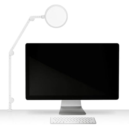 LUME CUBE Edge 2.0 LED Desk Lamp | Dimmable Home Office Desk Light with USB Charging Port & Strong Swing Arm | Adjustable Color Temperature and Brightness | Circle Webcam Light - White - size: White - Single