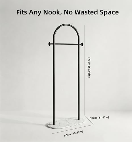 Freestanding Clothing Rack with Heavy White Base, Modern Black Arch Garment Rack for Small Spaces, Sturdy Metal Coat Rack for Bedroom, Closet, Entryway - color: A12