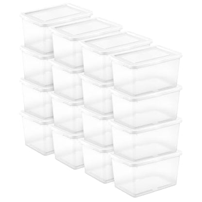 Sterilite Storage Box, Stackable Clear Plastic Bins, 20 Quart, 16-Pack | Heavy-Duty Organizing Containers with Snap-On Lids for Closet, Bathroom, and Office - size: 20 Qt, style: 16 Pack