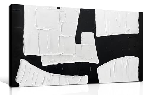 Abstract Painting Wall Art Black and White Canvas Wall Decor | 3D Minimalist Wall Art for Living Room, Modern Bedroom Home Office Wall Apartment Dining Room Decoration 20x40 Inch - color: Black and White, size: 40"L x 20"W Painting