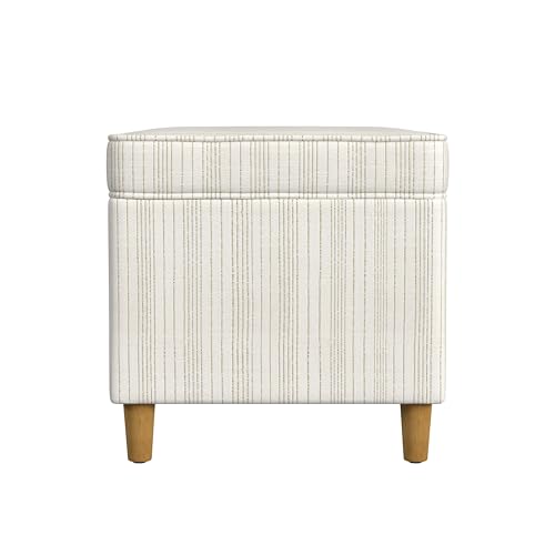 Spatial Order 24" Dinah Collection Storage Ottoman - Cream Marigold Pinstripe Fabric - color: Cream Marigold Pinstripe Fabric