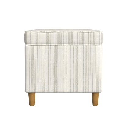 Spatial Order 24" Dinah Collection Storage Ottoman - Cream Marigold Pinstripe Fabric - color: Cream Marigold Pinstripe Fabric