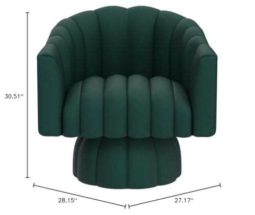 Dewhut Swivel Accent Chair, Barrel Accent Chair, Velvet, Green | Velvet Upholstered Round Arm Chair with 360° Swivel Base, Mid Century Modern Living Room Chair, Easy Setup - color: Green