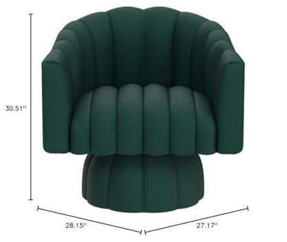 Dewhut Swivel Accent Chair, Barrel Accent Chair, Velvet, Green | Velvet Upholstered Round Arm Chair with 360° Swivel Base, Mid Century Modern Living Room Chair, Easy Setup - color: Green