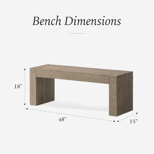 Maven Lane Zeno Bench, Grey Solid Wood | Handcrafted Solid Wood Bench, Ideal for the Living Room, Entryway, Foot of the Bed, or Extra Dining Table Seating - color: Weathered Grey