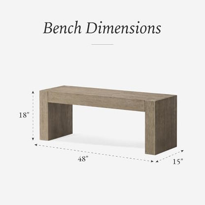 Maven Lane Zeno Bench, Grey Solid Wood | Handcrafted Solid Wood Bench, Ideal for the Living Room, Entryway, Foot of the Bed, or Extra Dining Table Seating - color: Weathered Grey