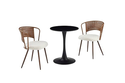 botzi 31.5 Inch Round Dining Table, Black Tulip Kitchen Table with MDF Top | Iron Matte Pedestal Base, Smooth Rounded Edges, Easy-Clean Coated Surface, For Kitchens And Small Spaces - color: Black, size: 31.5 Inches