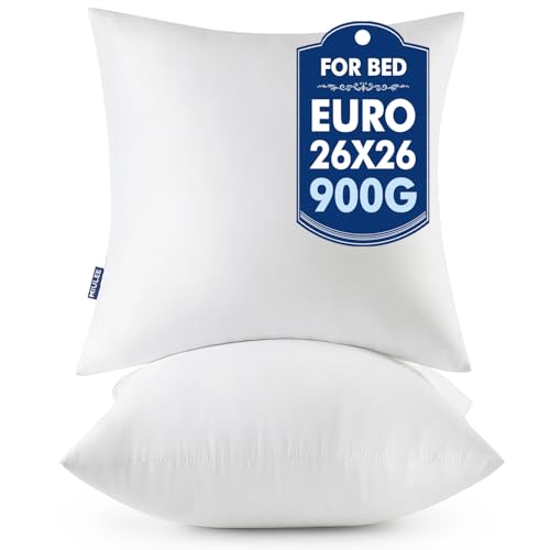 MIULEE 26x26 Euro Pillow Inserts 2 Pack, Throw Pillows for Couch Bed | 100% Virgin Filling, Decorative Pillows, Full and Fluffy, Lumbar, Back and Neck Support - size: 26x26 Inch