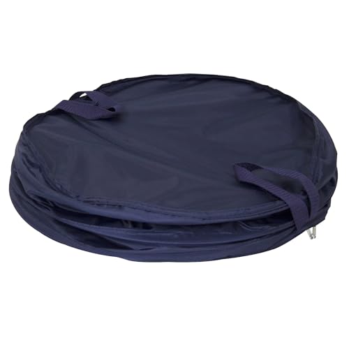 Pop-up Laundry Hamper, Navy Blue, Polyester Taffeta with Spiral Steel Frame, Foldable with Zippered Lid
