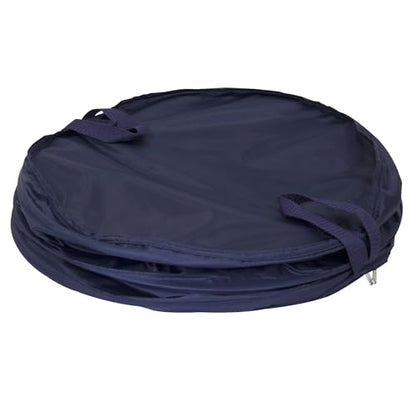 Pop-up Laundry Hamper, Navy Blue, Polyester Taffeta with Spiral Steel Frame, Foldable with Zippered Lid