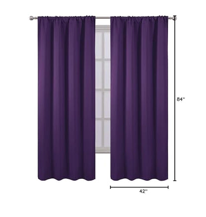 Purple Blackout Curtains/42 x 84 Inch/Set of 2 Panels Room Darkening Curtains for Bedroom - color: Purple, size: 42"W x 84"L (Pack of 2)