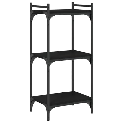 33.9" Matte Black Bookcase for Living Room, 3-Tier Adjustable Small Shelf Stand, Engineered Wood & Metal Frame, Compact 11.8x15.7 in Storage Unit for Bedroom Home Office - color: Black, size: Medium