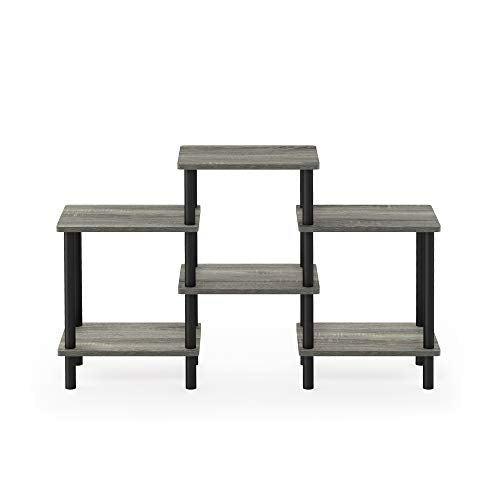 Furinno Turn-N-Tube DIY Multipurpose Combination Rack, French Oak Grey/Black - color: French Oak/Black, style: 6-Tiers with Round Tube