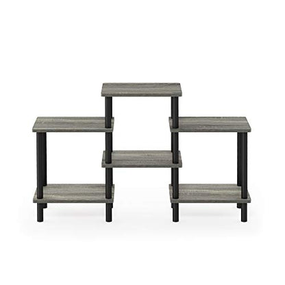 Furinno Turn-N-Tube DIY Multipurpose Combination Rack, French Oak Grey/Black - color: French Oak/Black, style: 6-Tiers with Round Tube