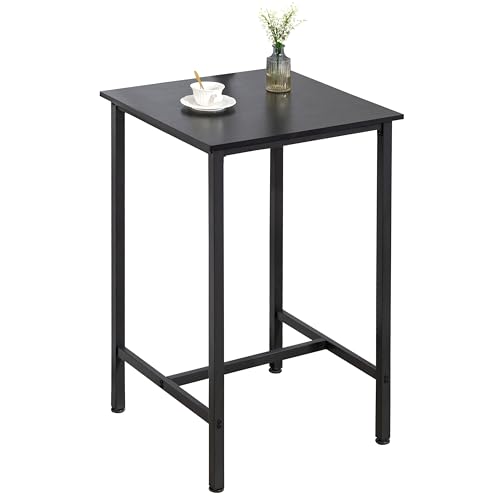 Finnhomy Bar Table, 23.6" Pub High Top, Square Bar Height, Counter Height Cocktail, Small Kitchen Set for 2, Breakfast for Kitchen, Living Room, Rustic Black - color: Rustic Black, size: Bar Table (No Stools)