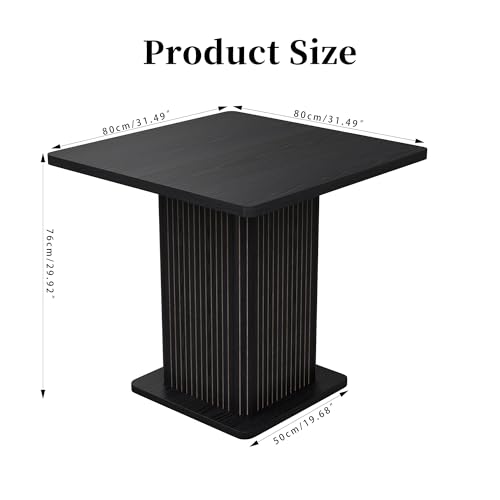 Small Dining Table for 2-4, 31.5 Inch Farmhouse Square Kitchen Table with 2-Tier Storage Shelf, Modern Wood Dinner Furniture with Fluted Doors, Dining Room, Living Room, Space Saving, Black - color: Black-square-1 Door, size: Small Square