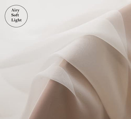 PI Beige Sheer Tier Curtains 36 Inches Length with Ring Top,Small Polyester Café Curtains See Through Translucent Voile for Kitchen/Bathroom/Farmhouse/Basement 2 Panels(Beige,W42XL36) - color: Beige, size: 42"W x 36"L (Pack of 2)