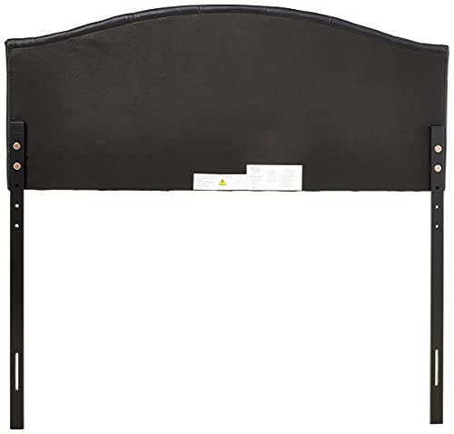 Baxton Studio Myra Modern and Contemporary Full Size Black Faux Leather Upholstered Button-Tufted Scalloped Headboard - color: Black, size: Full